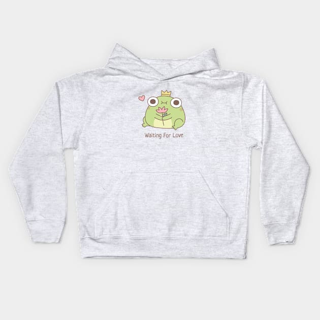 Cute Frog Prince Waiting For Love Kids Hoodie by rustydoodle